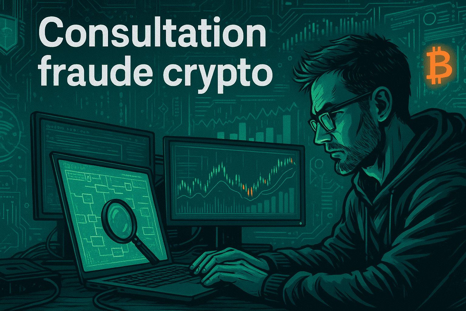Consultation fraude crypto — expert analysant des transactions blockchain